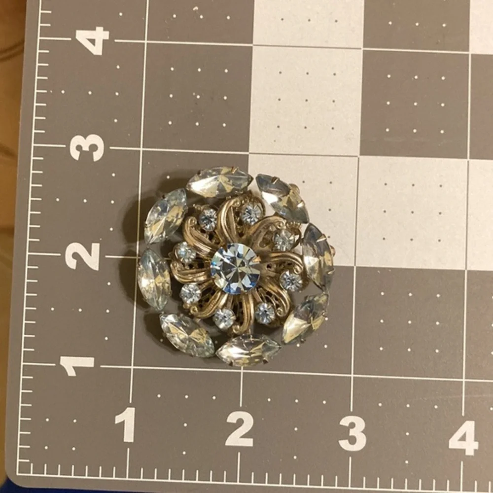 Two toned blue and silver brooch